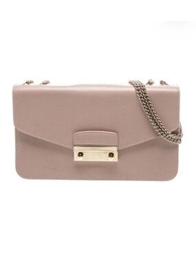 Furla Julia Pink Saffiano Leather Chain Shoulder Crossbody Bag Gold Hardware